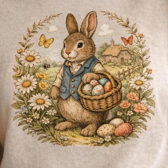 Tops - Cottagecore Easter Bunny T-Shirt Storybook Rabbit Tee